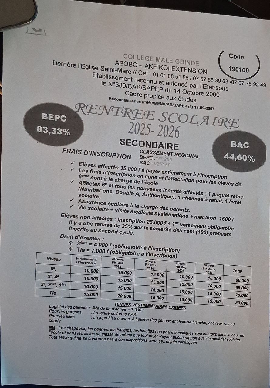 Fiche d'inscription